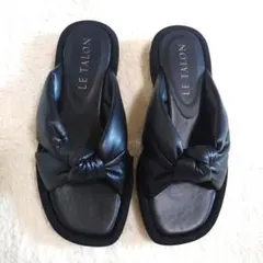 ルタロン LE TALON 23cm パフノット サンダル ブラック リボン