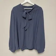 リボンブラウス ボウタイブラウス ボリューム長袖 2XL