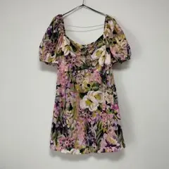 フラワープリント ミニワンピース