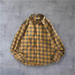 【美品】ネルシャツ チェックシャツ M 黄 アメカジ トラッド 古着男子