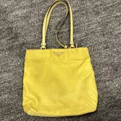 PRADA プラダ ナイロン トートバッグ イエロー 三角ロゴ