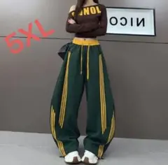 ワイドパンツ レディース 春秋 大きいサイズ サイドライン LPGA114