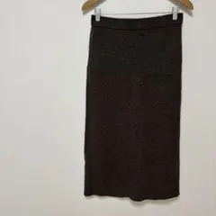 XL大きいサイズ【ジーユー】ブラッシュドリブナローロングスカート　ダークブラウン