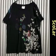 Archive ScoLar バタフライプリント ワイドTシャツ 黒 M 蝶のサムネイル