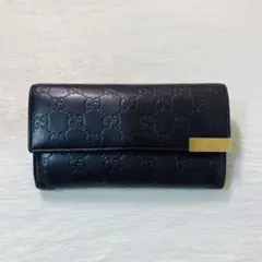 お買い得品　GUCCI グッチ　二つ折り　長財布　ゴールドフレーム　シマ　茶色のサムネイル