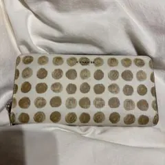 COACH ドット柄 長財布 ホワイト/ベージュ