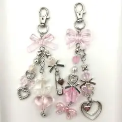 ビーズキーホルダー y2k チャーム コレクトブック 2点セット ピンク㊾