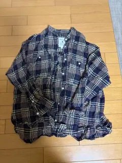 niko and… ネイビー系チェック コットン長袖シャツ