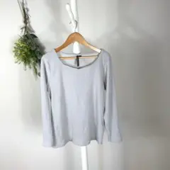 T01008 しまむら　ニット　LL 大きめ　グレー　長袖　シンプル　お買い得