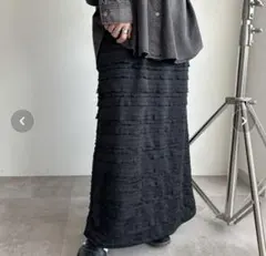 apres jour mignon カットフリルロングスカート ブラック