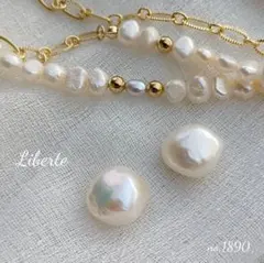 no.1890 超特大❗14.3㎜◇13.9㎜ 淡水バロックパール　一粒　ピアス