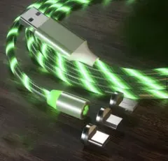 V*h様 ライトニングケーブル　USBケーブル LEDライト付き　グリーン
