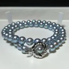 鮮やか アコヤブルー あこや真珠 パール ネックレス 7.5〜8.0㎜ M563