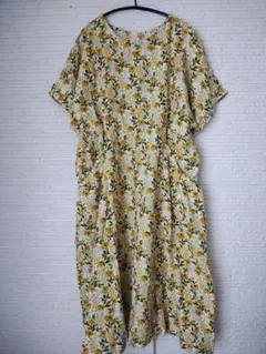 美品　アズノウアズオオラカ　花柄　半袖ロングワンピース