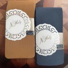 日本製N-Platz リブタイツ150デニール　 マスタード&インディゴブルー