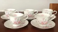 花柄 カップ&ソーサー　5客セット レトロ