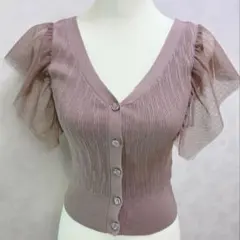 MERCURYDUO チュールスリーブコンパクトニット