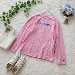 チャンピオン ꕤ ロンT 長袖Tシャツ ピンク ロゴプリント L コットンのサムネイル
