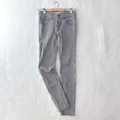 アースミュージックアンドエコロジー　 ストライプ スキニーパンツ　【S】　綿混
