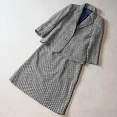 レリアン Leilian セットアップ　カシミヤ混 千鳥格子 スカートスーツ
