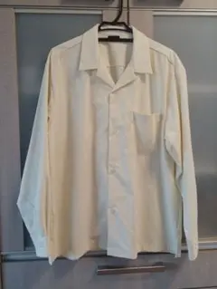 (GU)【美品】オープンカラーシャツ(長袖、ナチュラル)