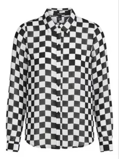 FOREVER 21 チェッカーボード柄 シャツ (白黒・格子柄)のサムネイル