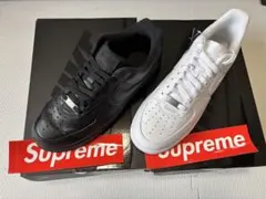 GWセール新品正規supremeナイキエアフォース1白黒2足セット27.5cma