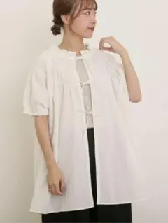 Samansa Mos2 サマンサモスモス 前後2WAYリボンギャザーブラウス