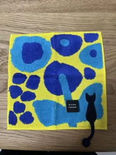 タグ付き未使用　マタノアツコ　黒猫アップリケ　タオルハンカチ　25×25