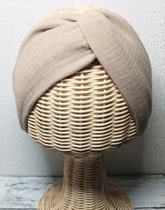 ハンドメイド　クロスターバン　柔らかダブルガーゼ　カフェオレ　綿100%