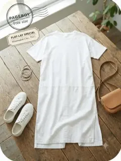 PAGEBOY Tシャツワンピース 白スリット＆バックデザイン フリーサイズ