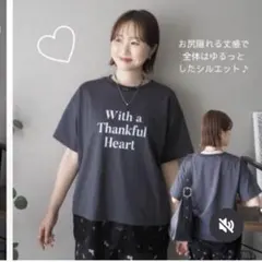 【新品未使用タグつき】しまむら　omi ロゴプリント 裾レースTシャツ グレーのサムネイル