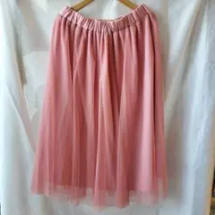 ひざ下丈 チュールスカート  L