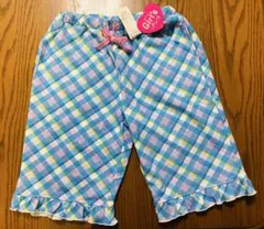 ガールズ チェック柄 ハーフパンツ 150 水色