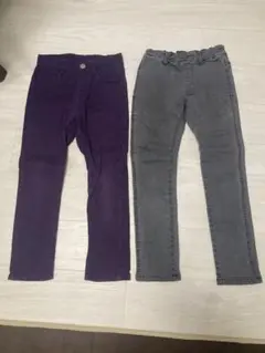 紫とグレーの長ズボン2点セット
