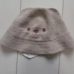 ベージュ クマ顔 ベビー帽子 51cm