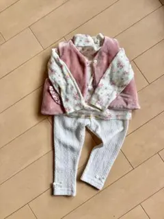 【美品】アプレレクール リバーシブル　ベスト　花柄　ピンク　女の子　80 70