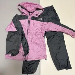 130cm THE NORTH FACE レインスーツ上下ピンク　子供用　キッズ