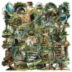 【V39】シール 50枚 PET ステッカー 自然 植物 風景 コラージュ素材