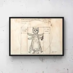 ★A4フレーム付き★オリジナル アートポスター Davinci Cat 猫