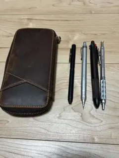 バラ売り可　レザー製ペンケースとシャープペンシルセット