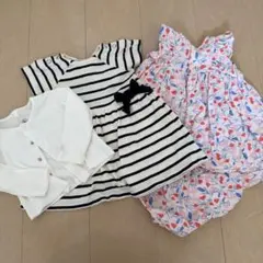 12M74cm プチバトー3点セット　未使用カーディガン、ワンピース