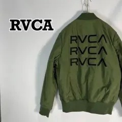 RVCA MA-1 フライトジャケット　ビッグ刺繍ロゴ　カーキ　裏地キルティング