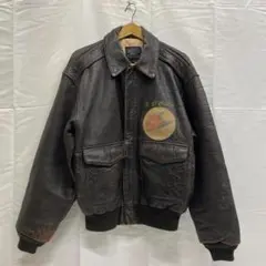胸タグアヴィレックス A-2 フライト レザージャケット ダークブラウン