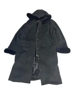 ダークグレー フリース風 ロングコート 5L