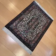 60x90cmペルシャ手織り・クム・マット(995)玄関・ラグ・絨毯
