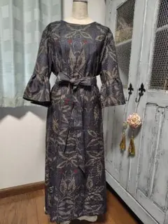 大島紬リメイクロングスカート