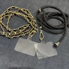 【2本セット】スマホショルダーストラップ★ゴールド＆ブラック スマホストラップ