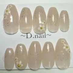 【完成品】大人上品なフラワー♡シンプル美爪グラデーション♡ワンホンネイル♡