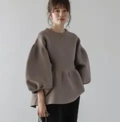 タグ付　Lajour ボリュームスリーブ ペプラム